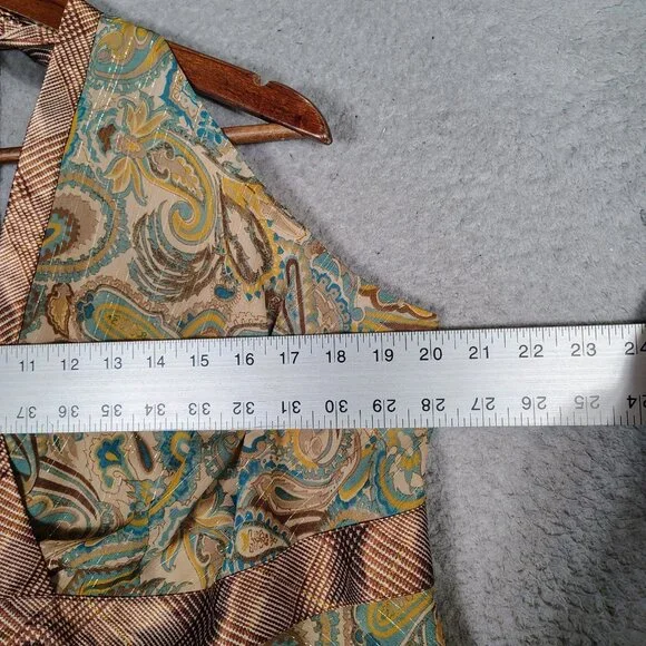 Lane Bryant Top Womens 20 Brown Paisley Halter Neck Blouse Y2K Retro Boho NWT - Picture 7 of 12